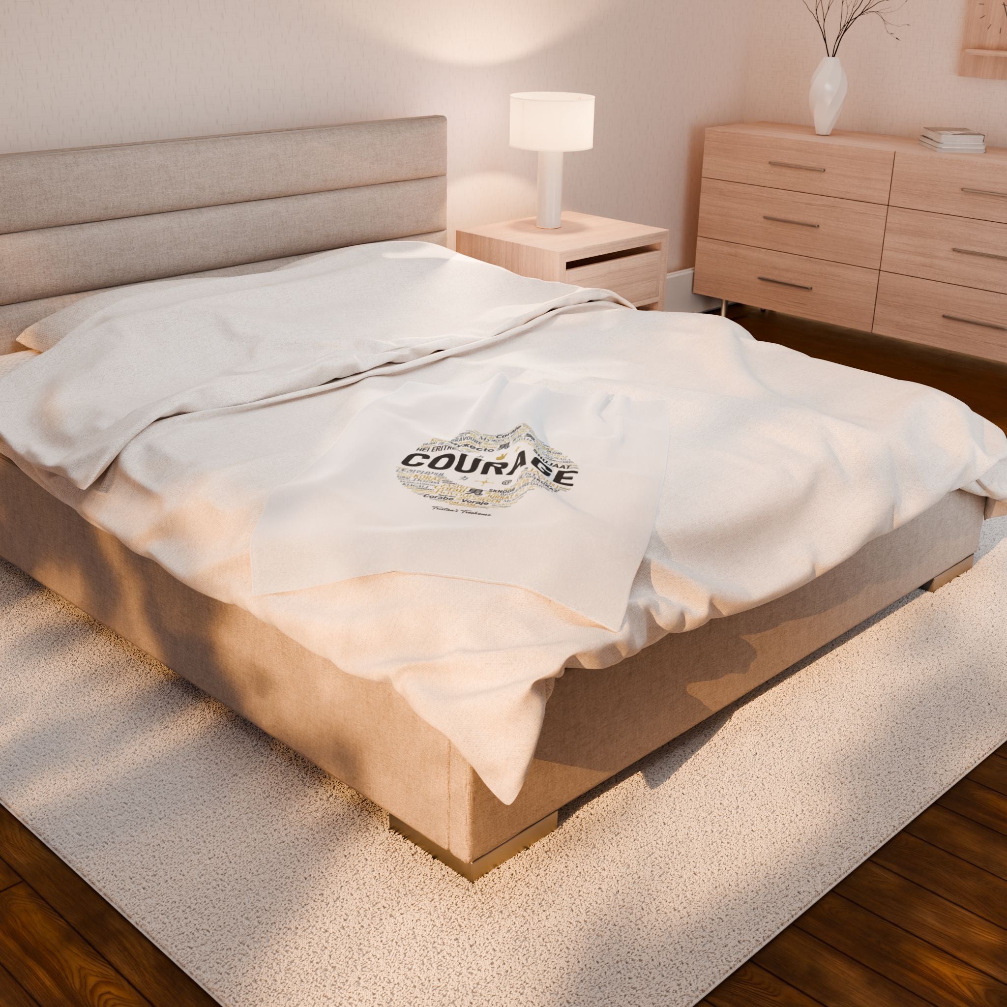 Courage word circle Velveteen Blanket | Fresh-Start minimal blank slate design
