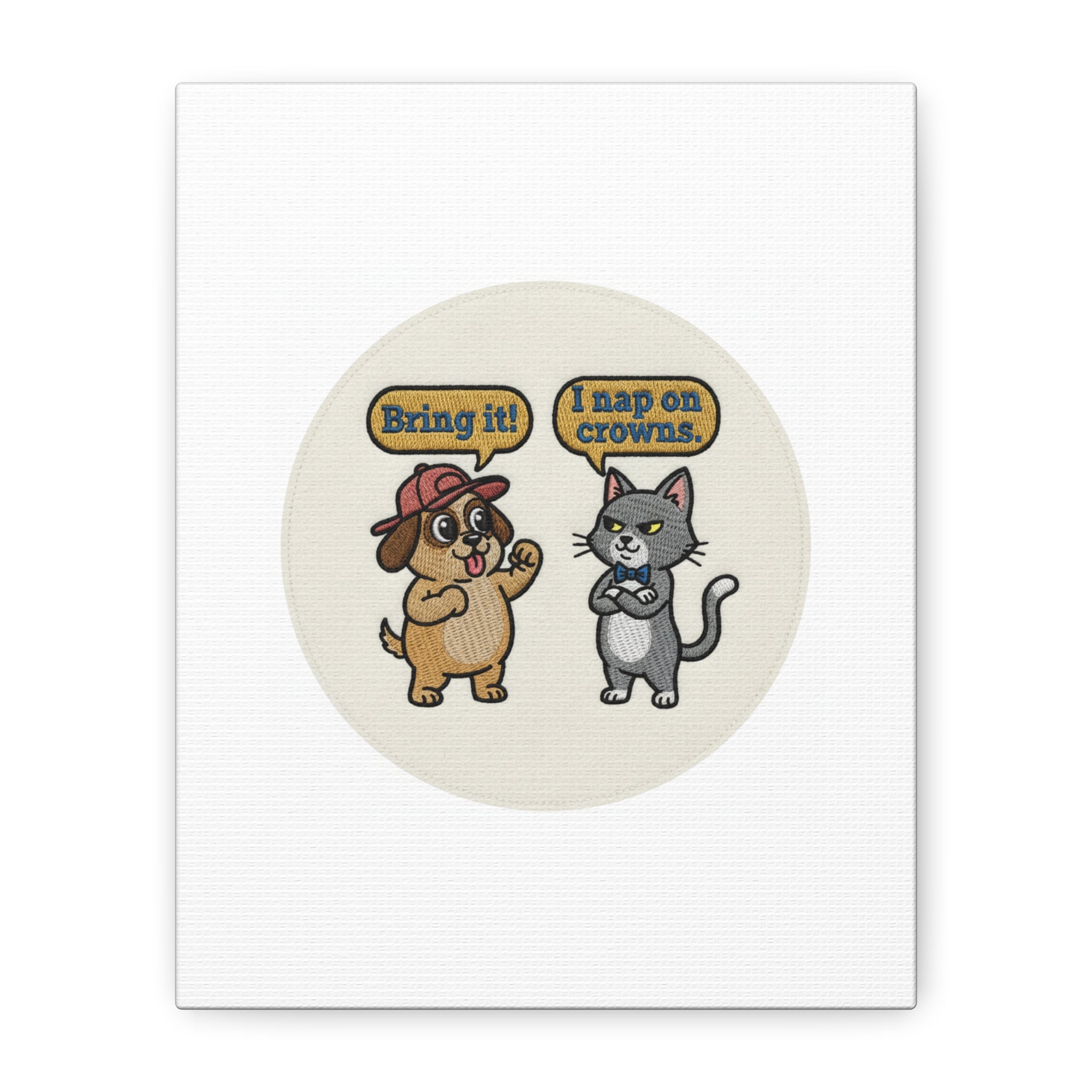 Funny Cat vs Dog Canvas | Pet Rivalry Wall Art