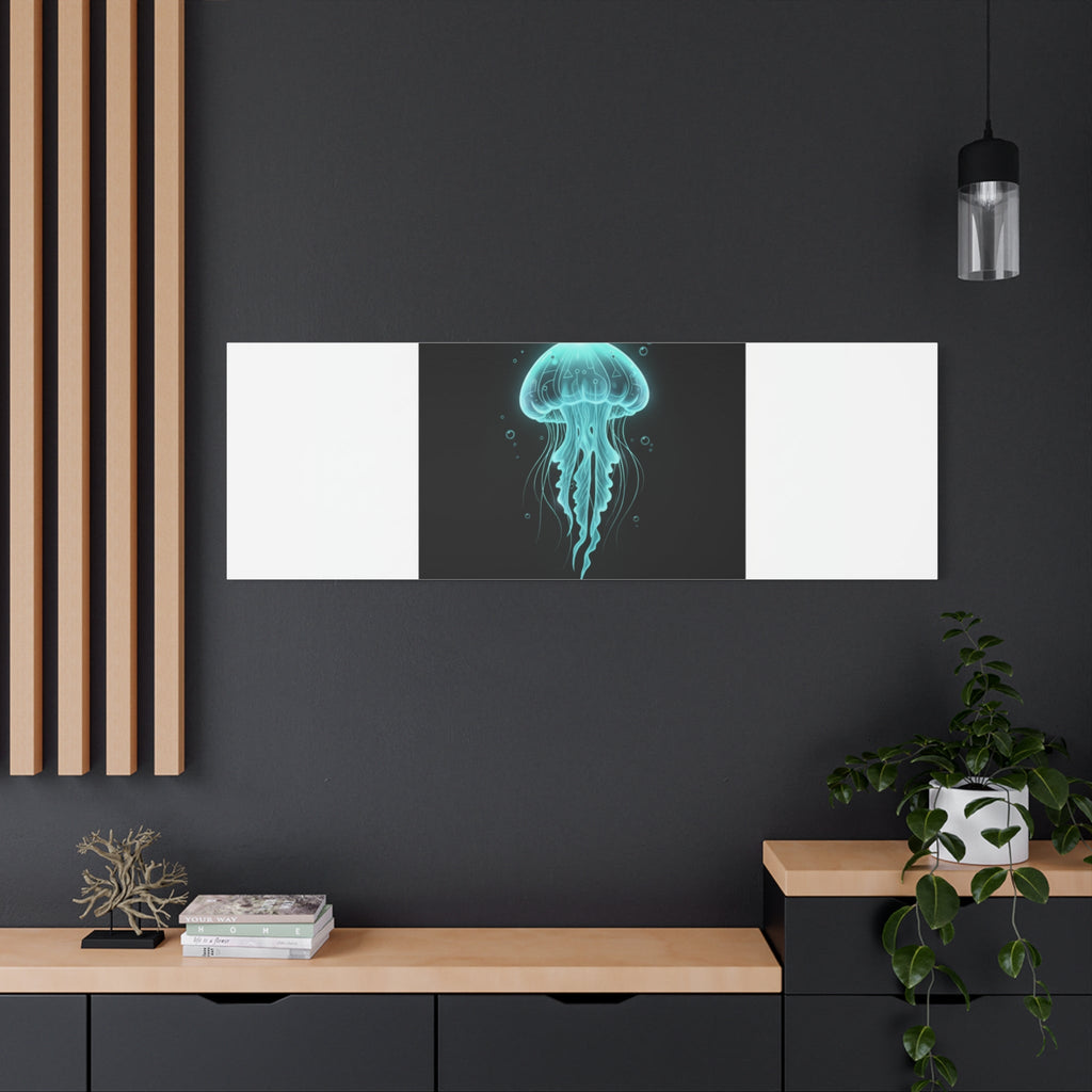 Bioluminescent Jellyfish Art Canvas | Deep Sea Aesthetic, Neon Glow