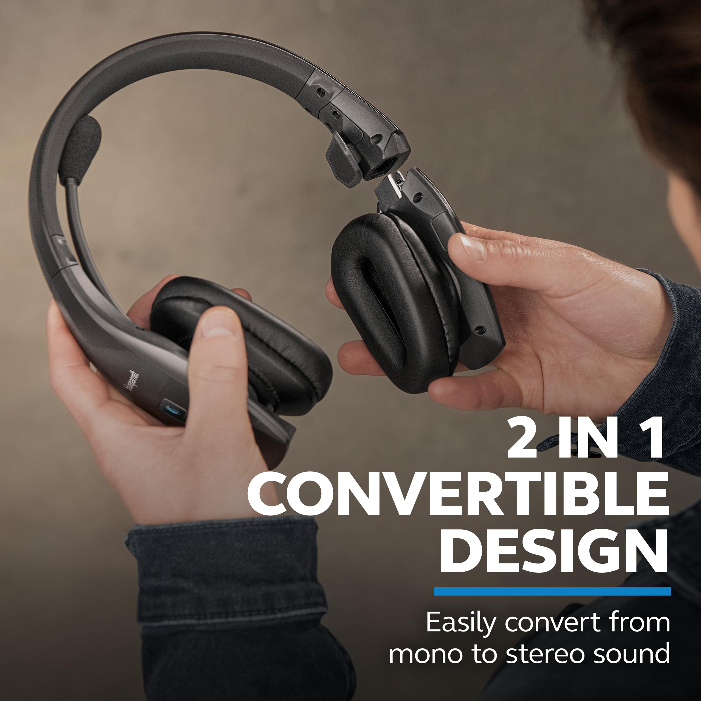 Bluetooth Wireless Headphones 91% Noise Canceling Over Head Trucker Headset with Mic, Lightweight Design with Adjustable Headband, 20 hrs