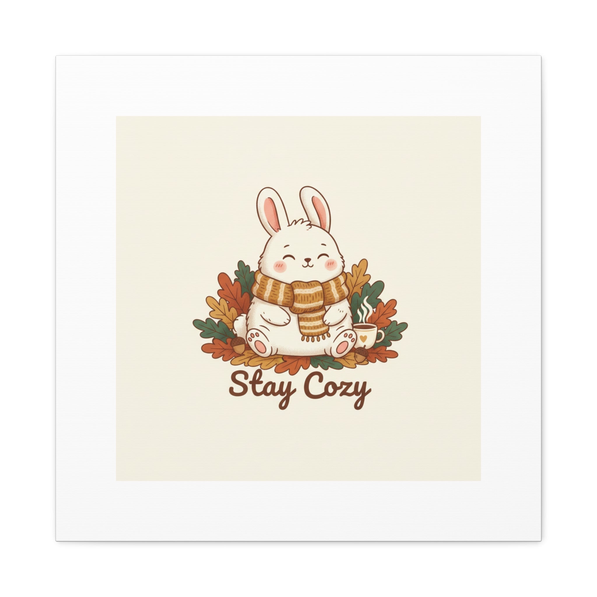 Cozy Bunny Illustration Canvas | Cute Critter Winter Forest Art