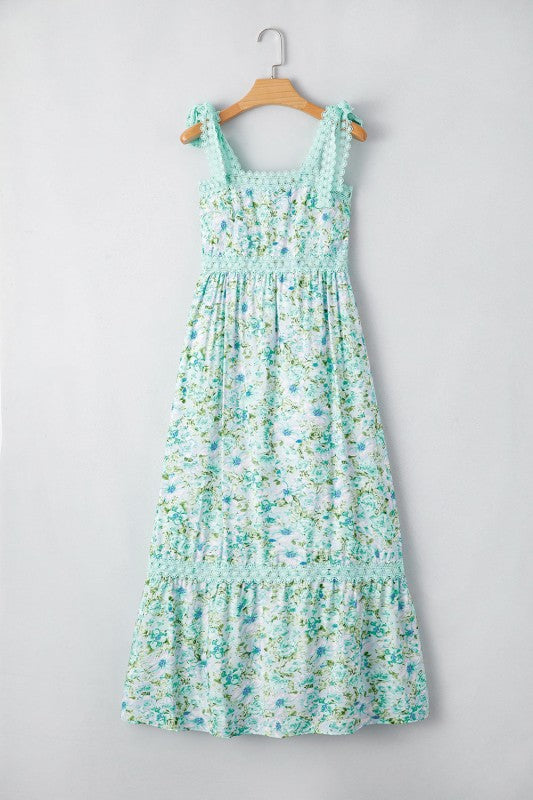 Ashlyn Floral Lace Tied Strap Empire Waist Maxi Dr