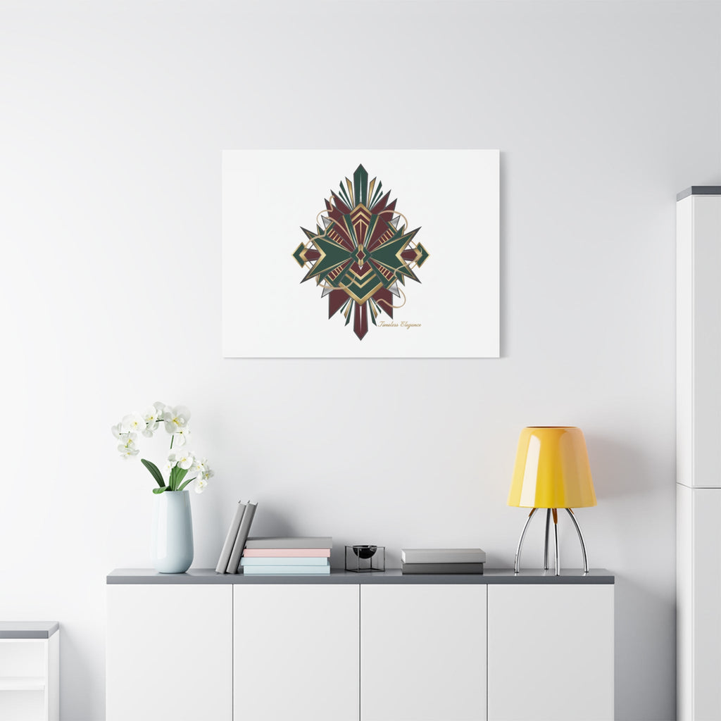 Art Deco geometric brass print Canvas | Neo-Deco chrome & gold fan motif