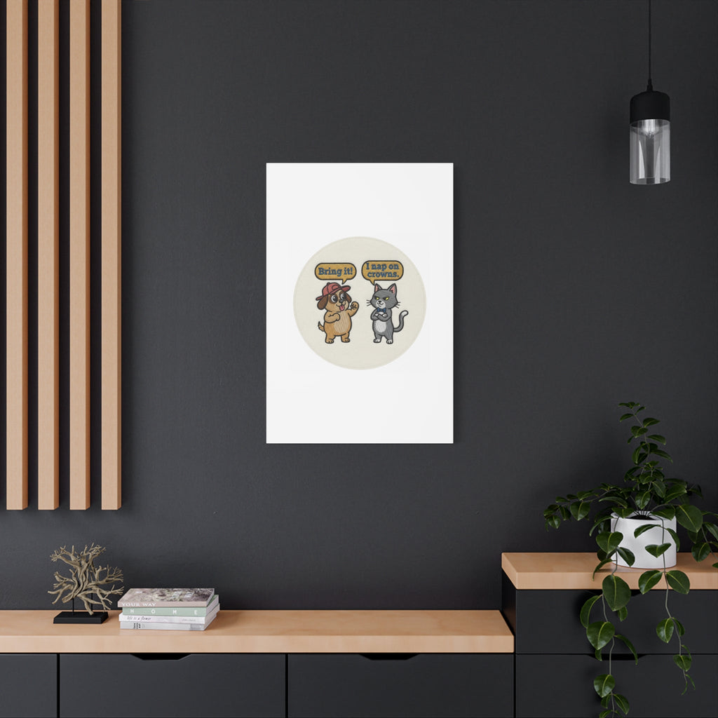 Funny Cat vs Dog Canvas | Pet Rivalry Wall Art
