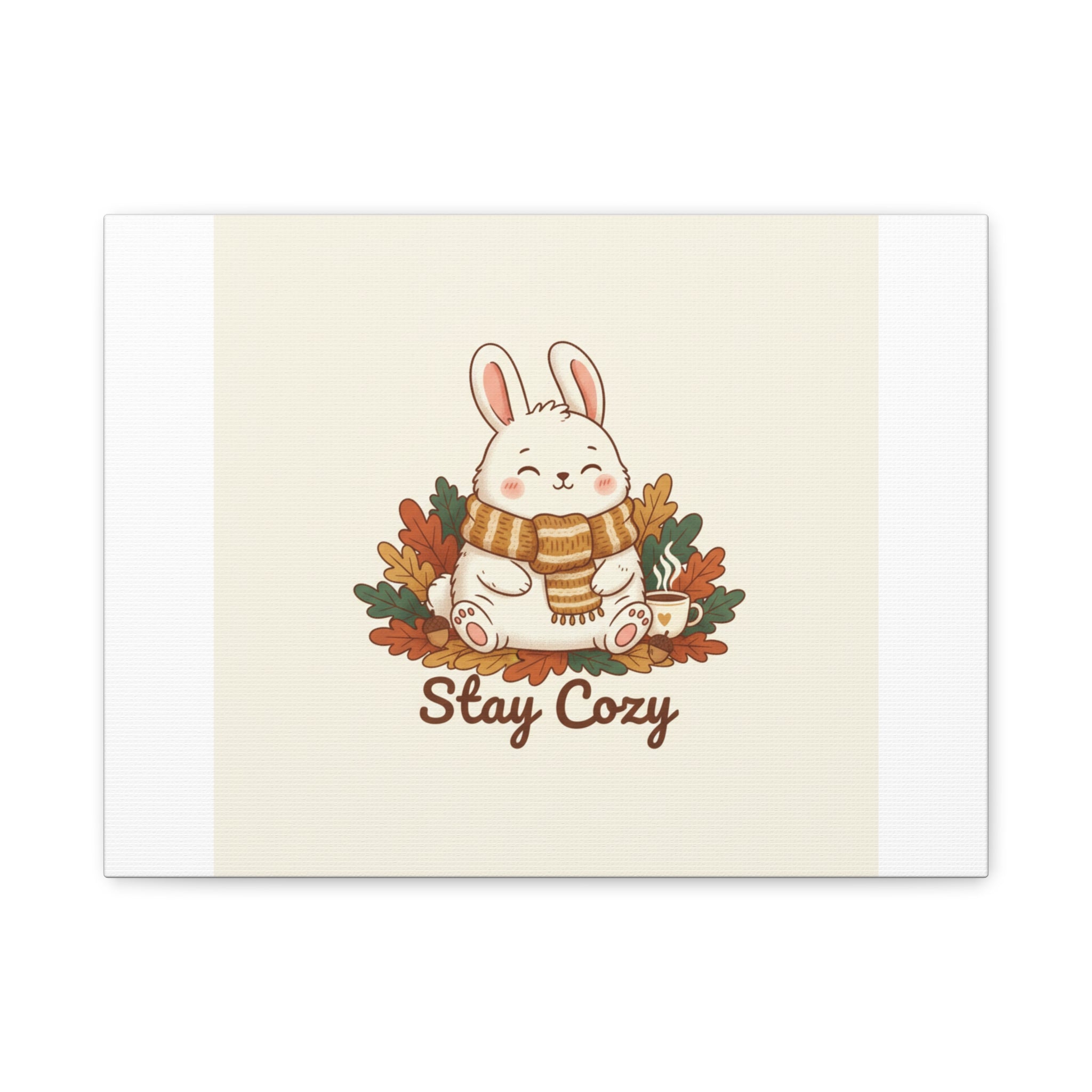 Cozy Bunny Illustration Canvas | Cute Critter Winter Forest Art