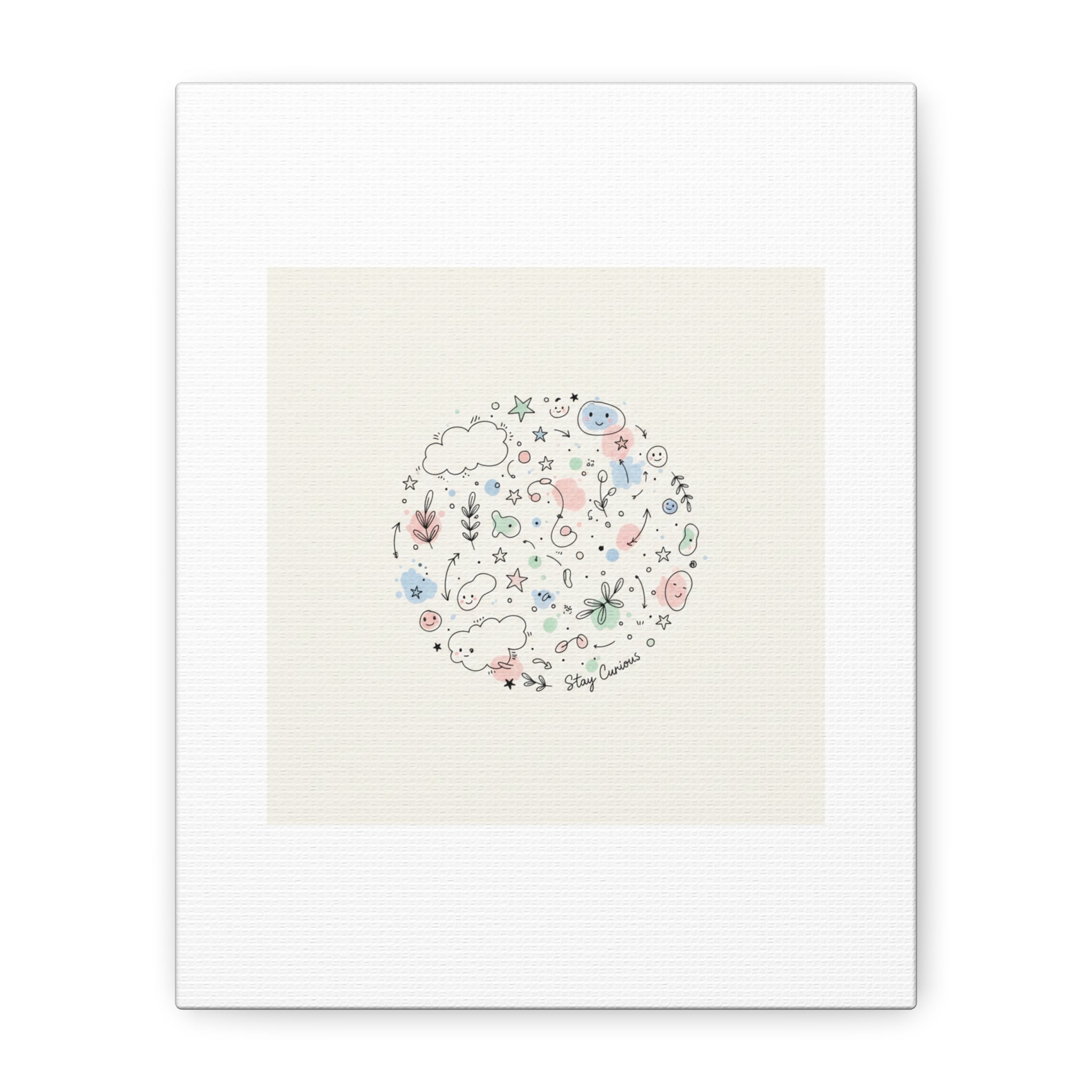 Doodle Circle Line Drawing Matte Canvas, Hand-Drawn Sketch Art