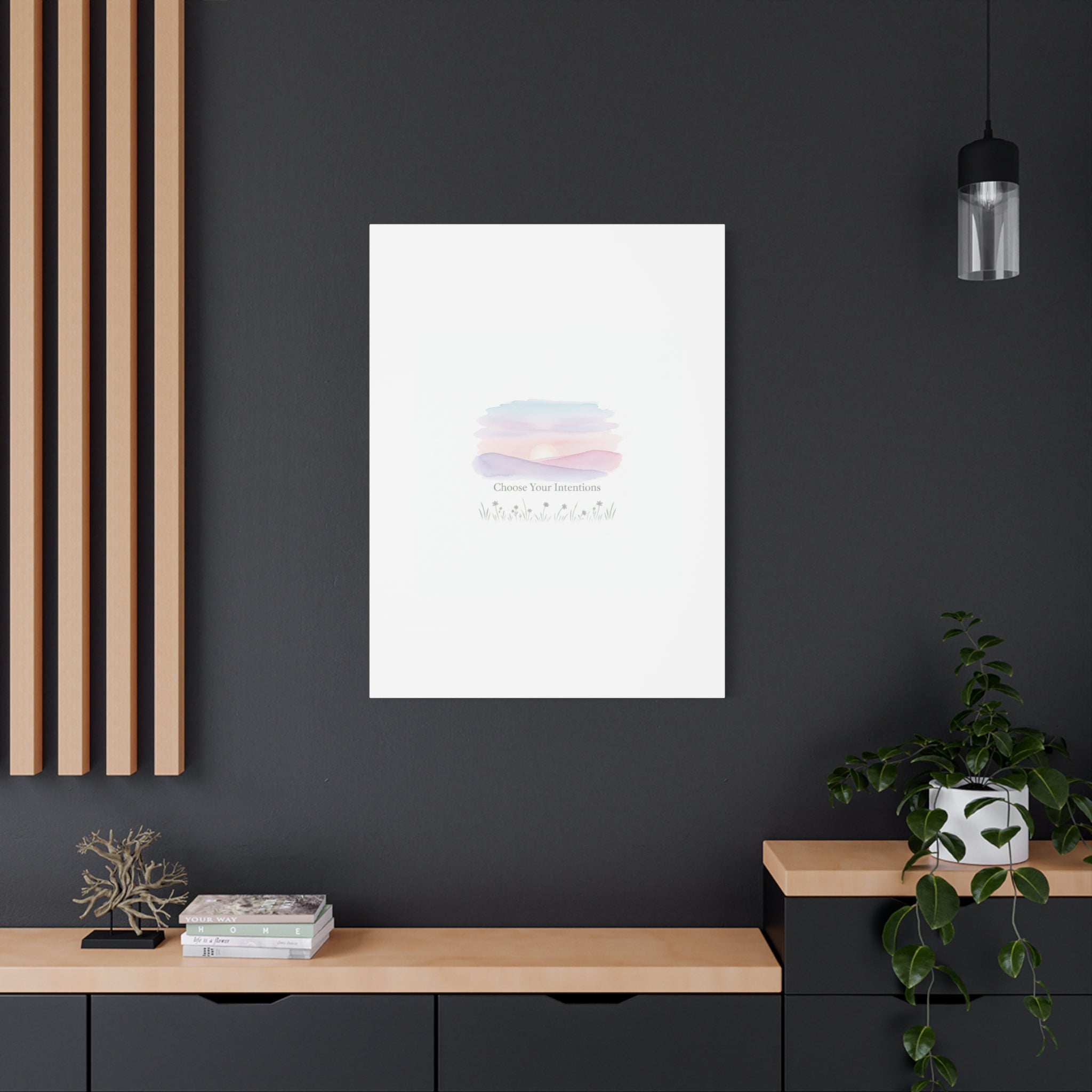 Choose Your Intentions Canvas, soft wellness poster, pastel gradient mindfulness art