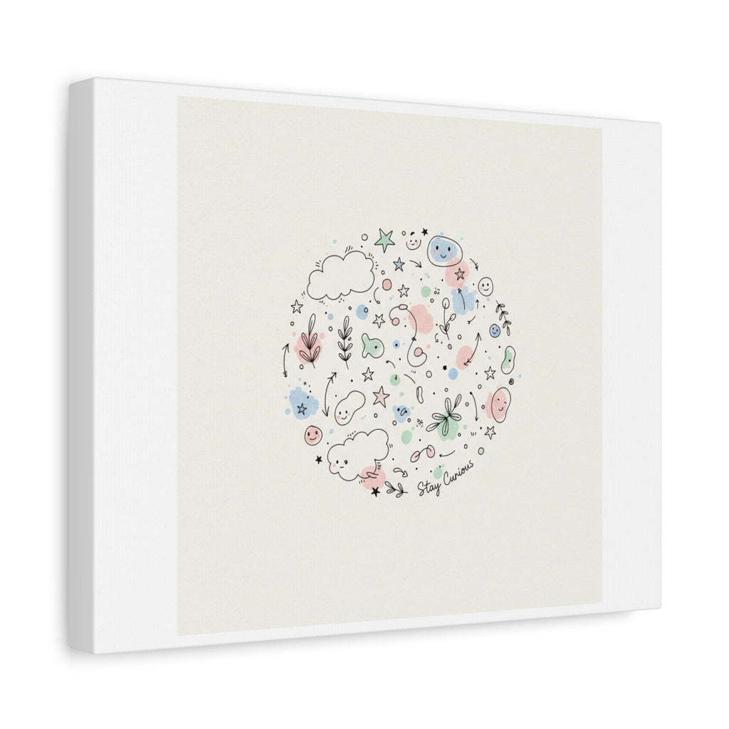 Doodle Circle Line Drawing Matte Canvas, Hand-Drawn Sketch Art
