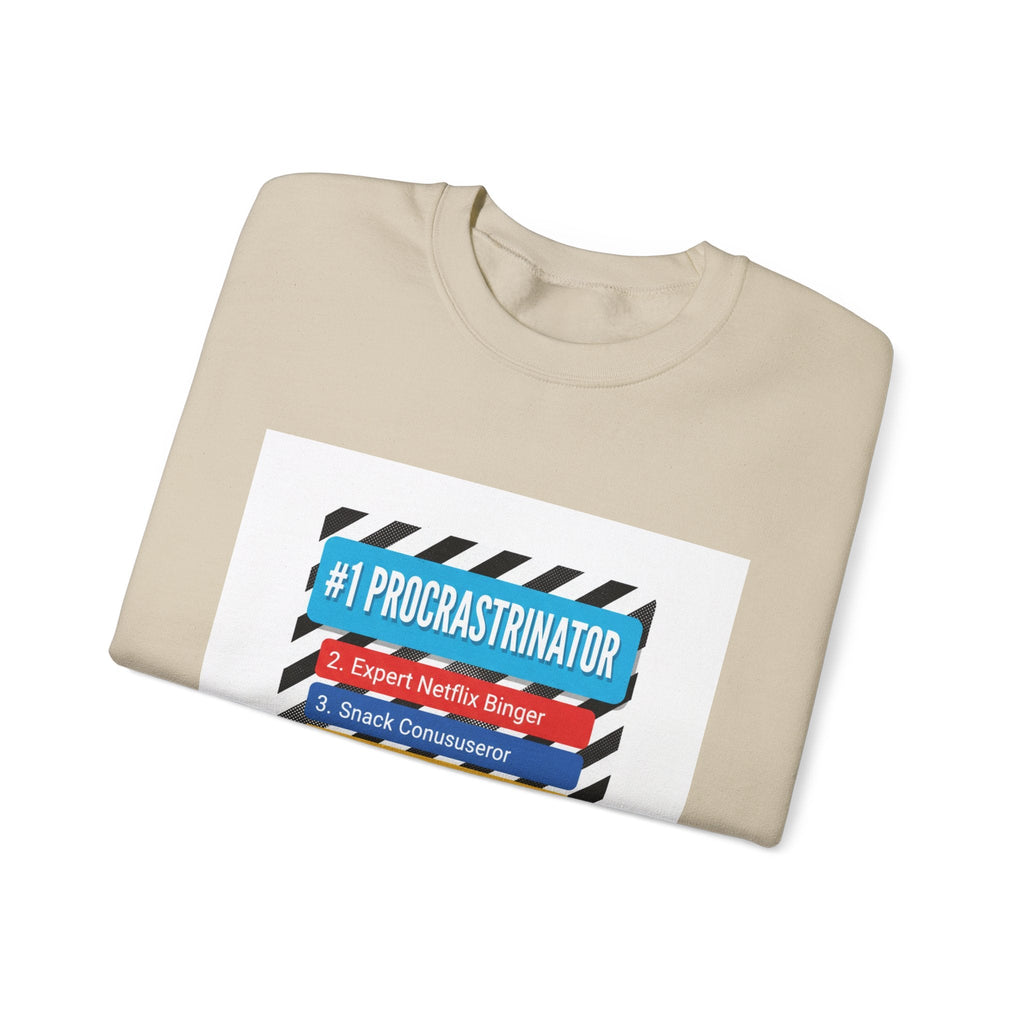 #1 Procrastinator Crewneck Sweatshirt | Top-List Graphic, Rank-Obsessed