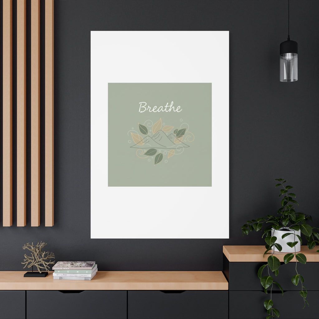 Breathe Mountain Line Canvas | Nature Symbols, Minimal Forest Wall Art