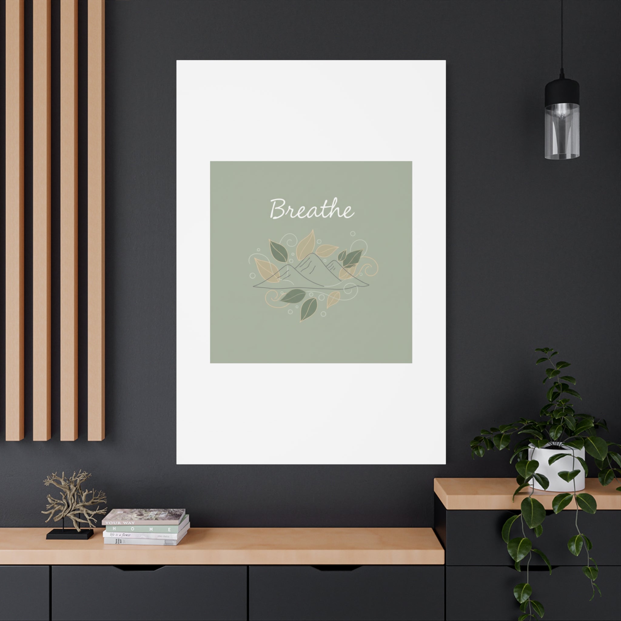 Breathe Mountain Line Canvas | Nature Symbols, Minimal Forest Wall Art