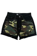 GJG Denim Camo High Waist Studded Shorts