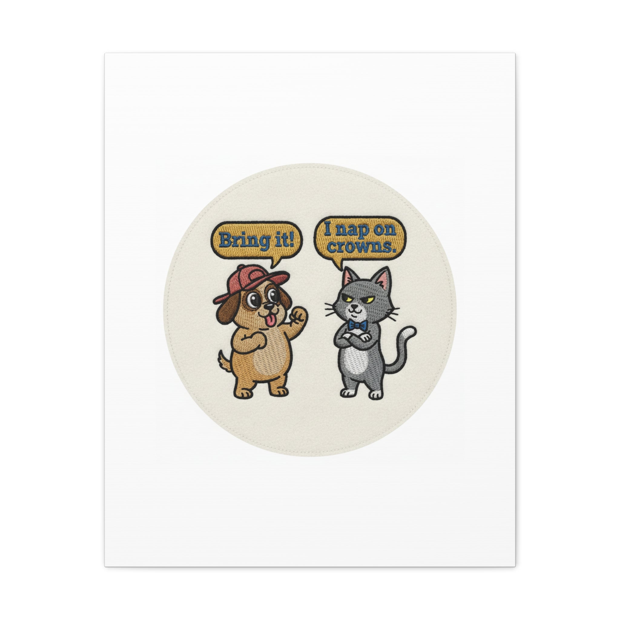 Funny Cat vs Dog Canvas | Pet Rivalry Wall Art