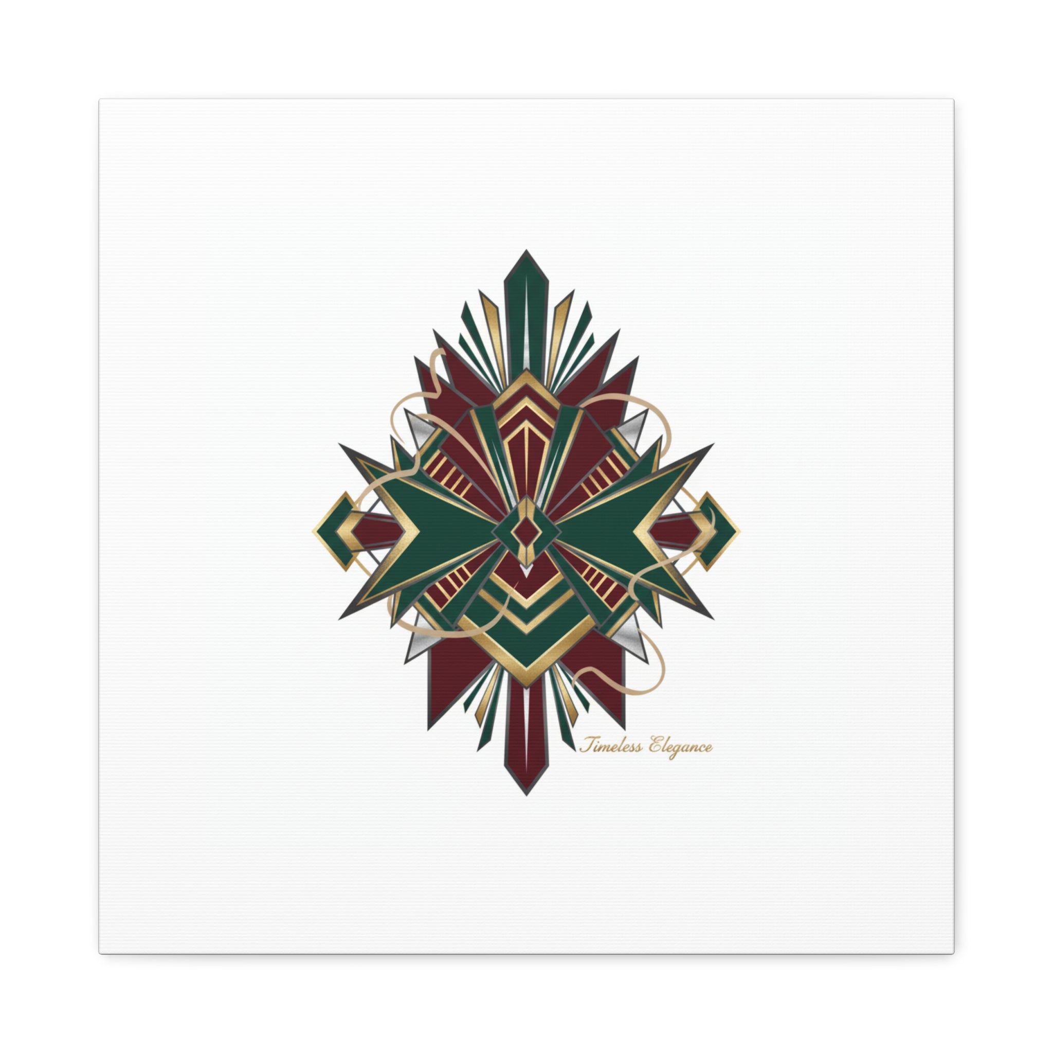 Art Deco geometric brass print Canvas | Neo-Deco chrome & gold fan motif