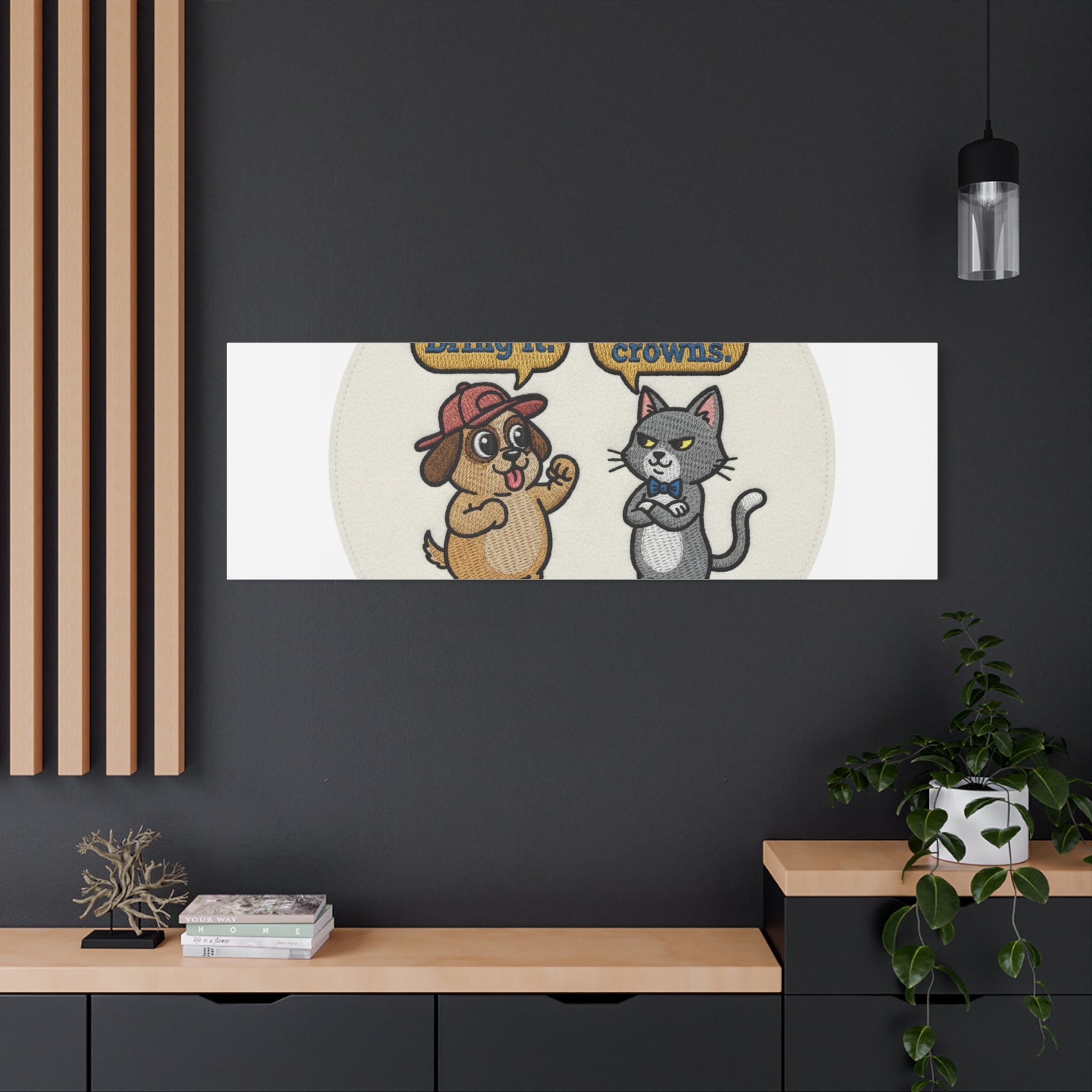 Funny Cat vs Dog Canvas | Pet Rivalry Wall Art
