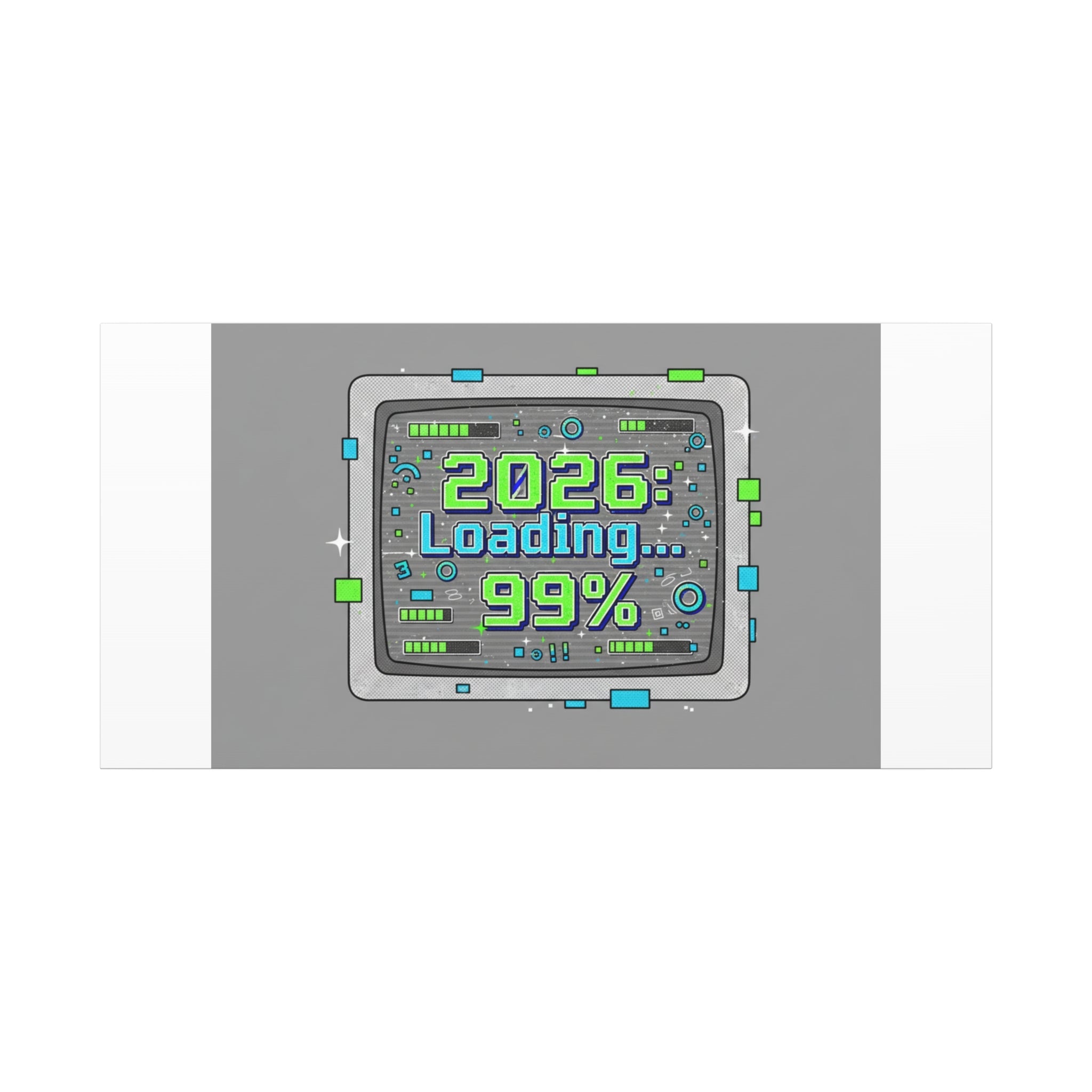 2026 Loading 99% Canvas | NYE countdown, retro system interface