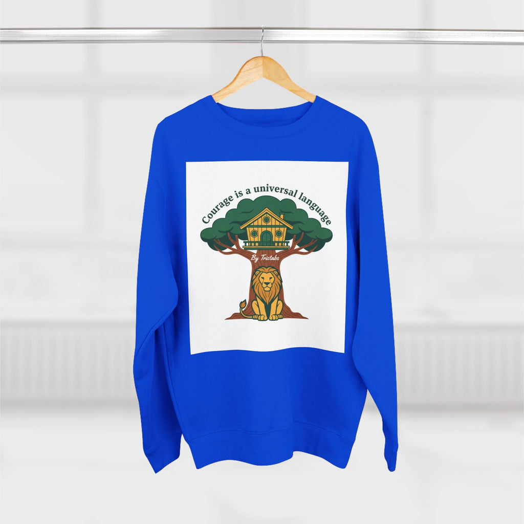 Curage Is a Universal Language Crewneck Sweatshirt — Teistan’s Tree House Back Patch
