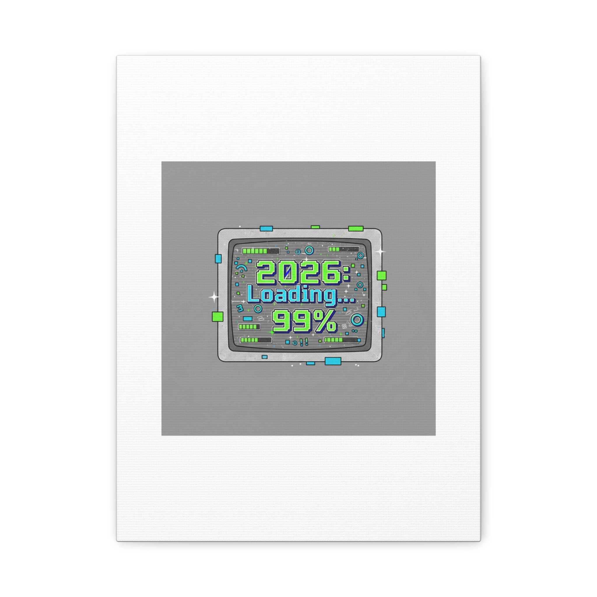 2026 Loading 99% Canvas | NYE countdown, retro system interface