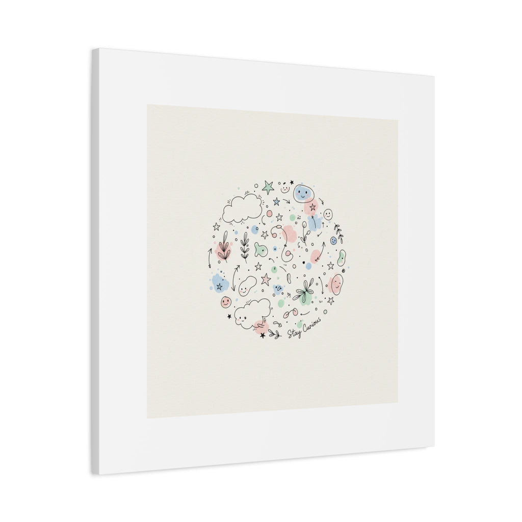 Doodle Circle Line Drawing Matte Canvas, Hand-Drawn Sketch Art