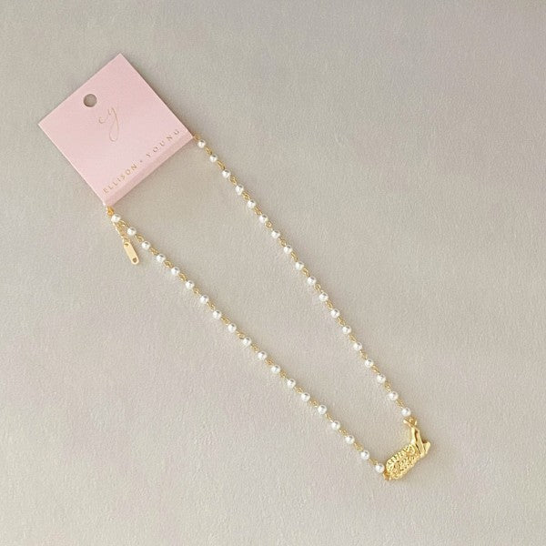 Cowgirl Boot Pearl Chain Necklace