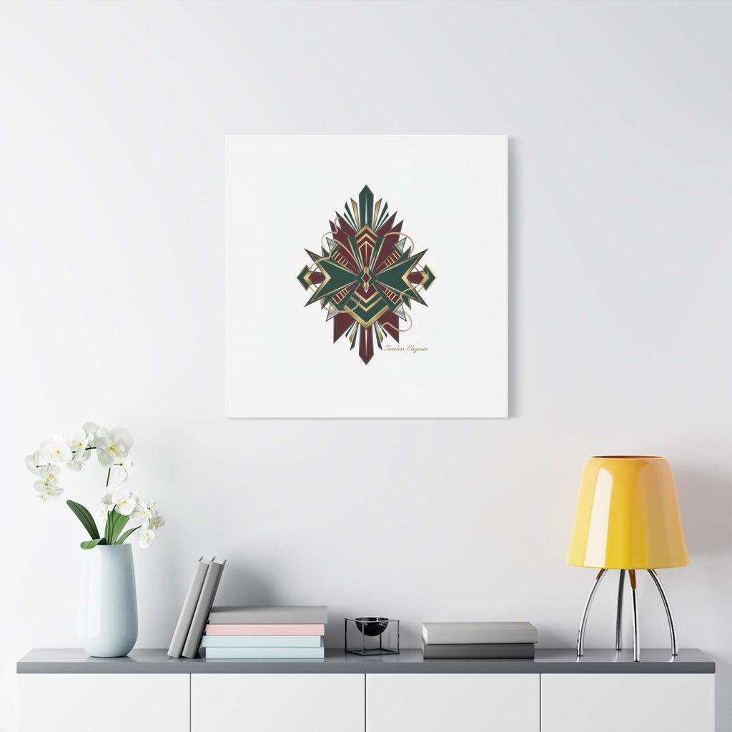 Art Deco geometric brass print Canvas | Neo-Deco chrome & gold fan motif