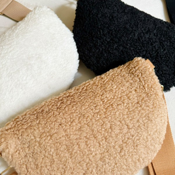 Fuzzy & Quilted Luxe Sling Bag – Cozy Everyday Crossbody
