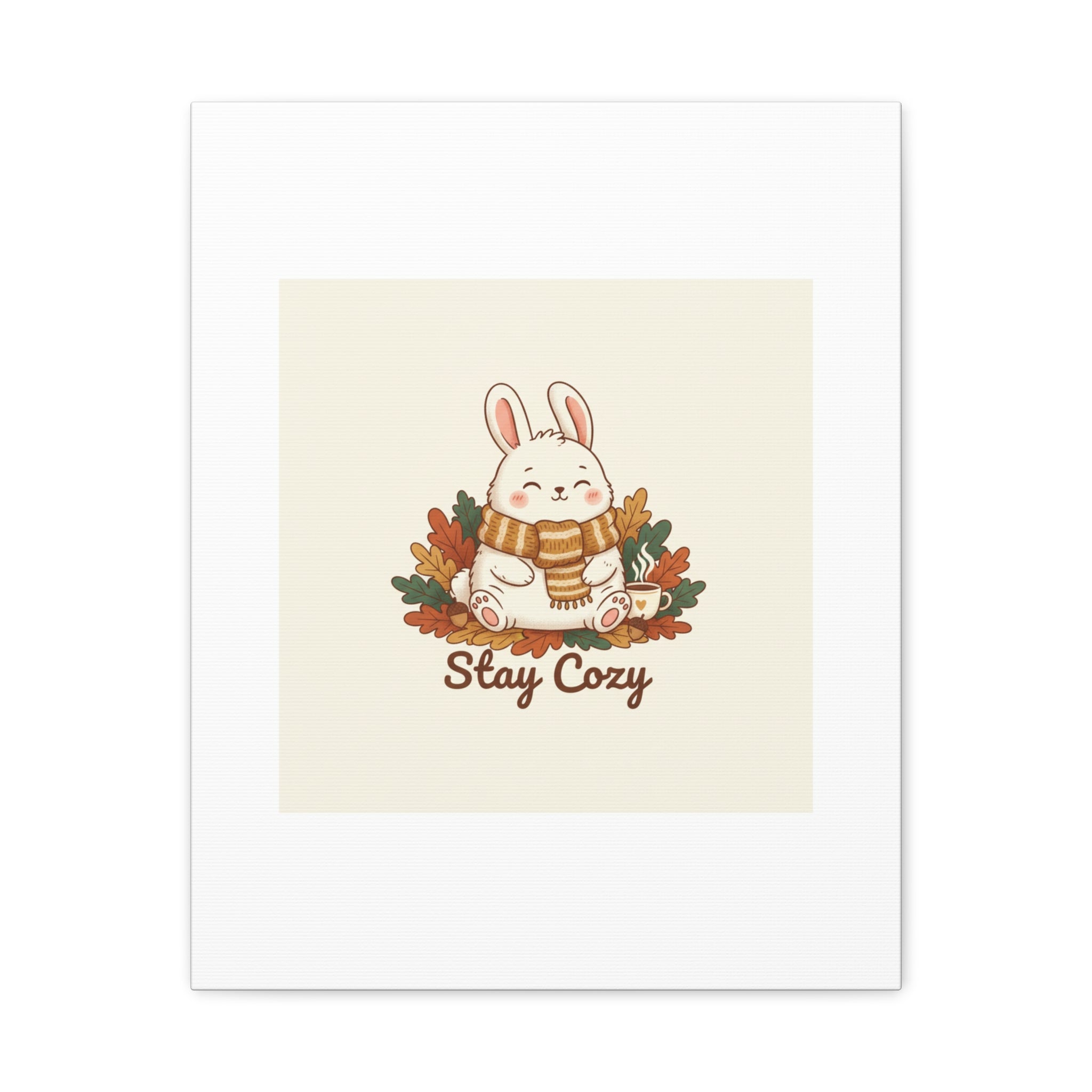 Cozy Bunny Illustration Canvas | Cute Critter Winter Forest Art