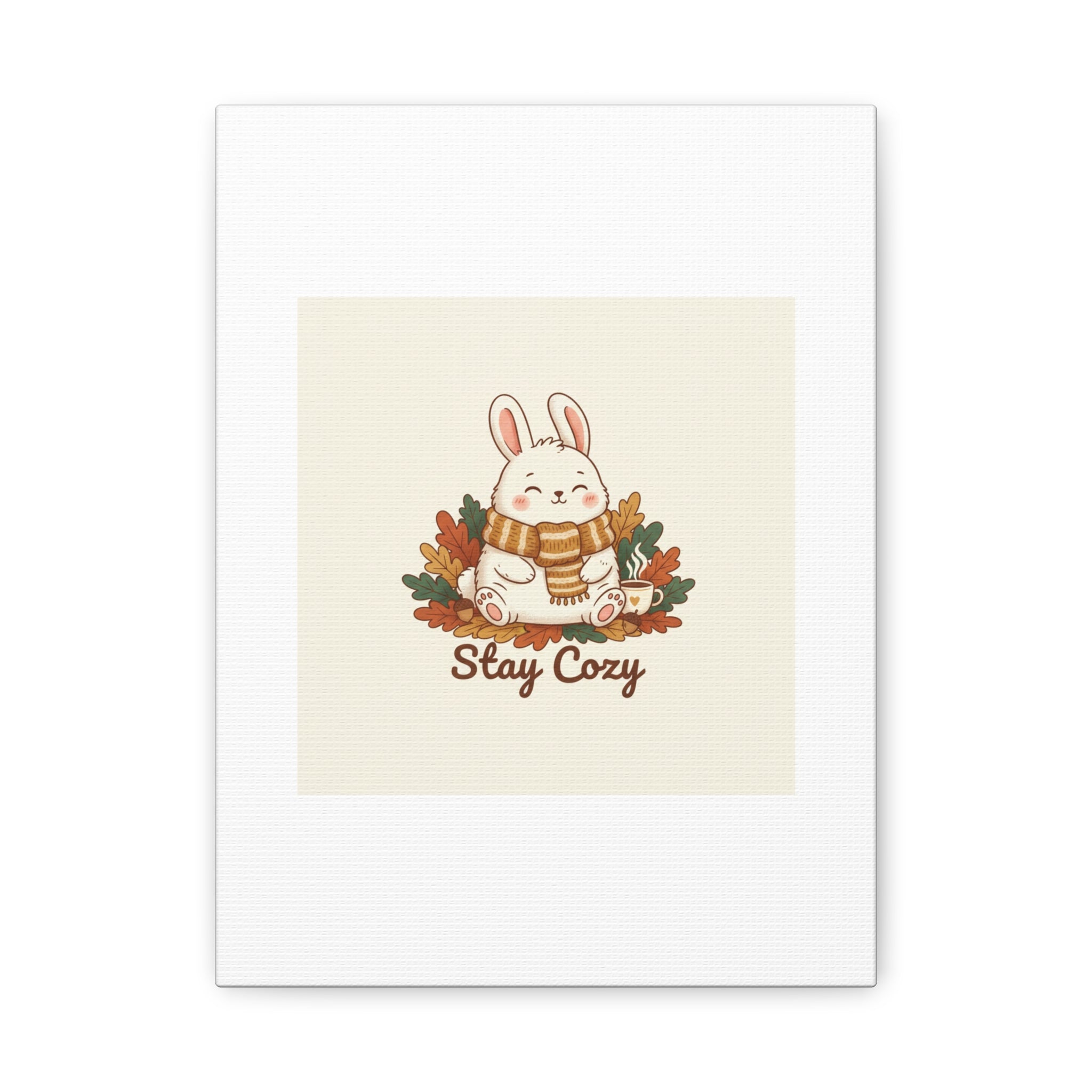Cozy Bunny Illustration Canvas | Cute Critter Winter Forest Art