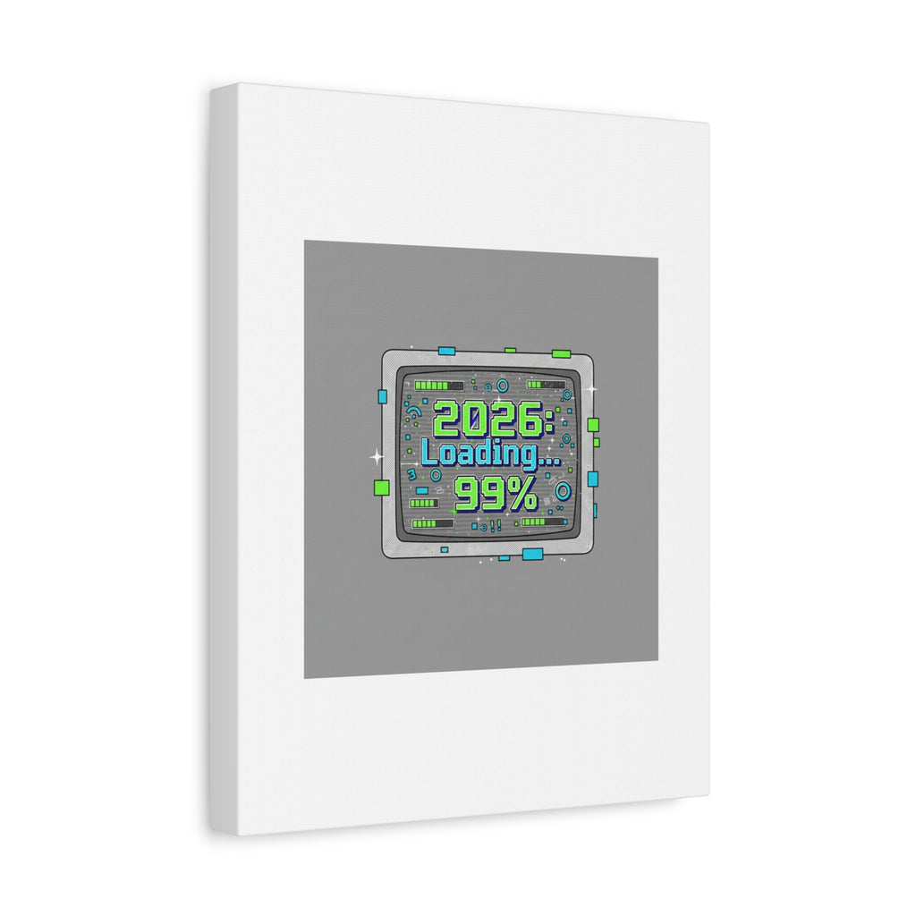 2026 Loading 99% Canvas | NYE countdown, retro system interface