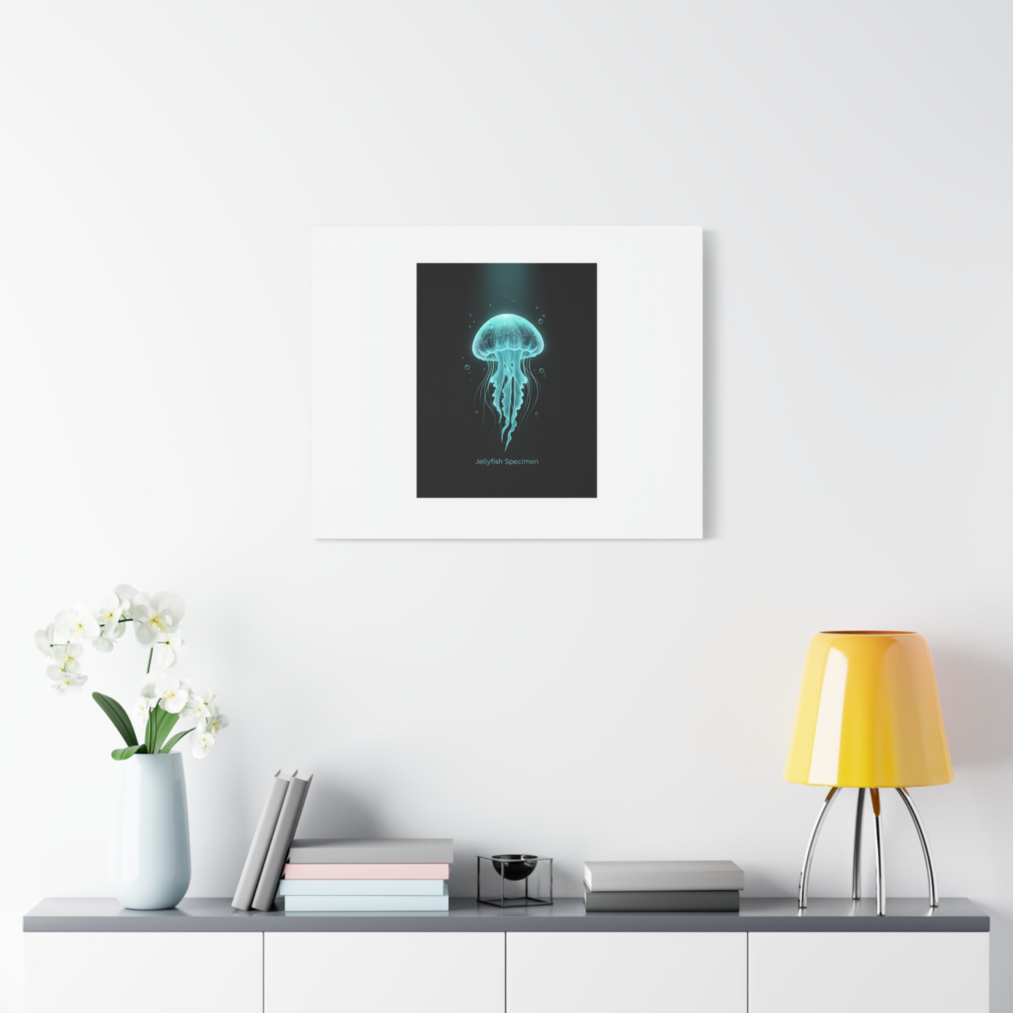 Bioluminescent Jellyfish Art Canvas | Deep Sea Aesthetic, Neon Glow