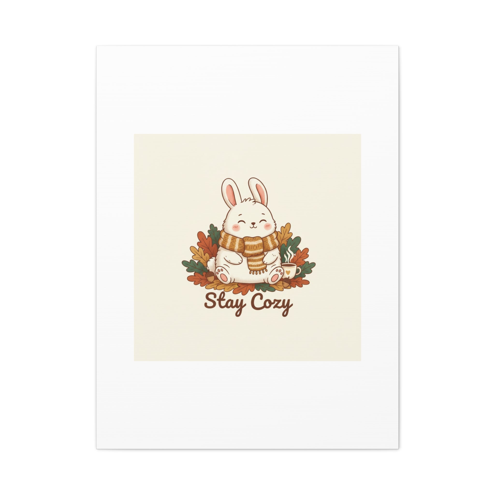 Cozy Bunny Illustration Canvas | Cute Critter Winter Forest Art
