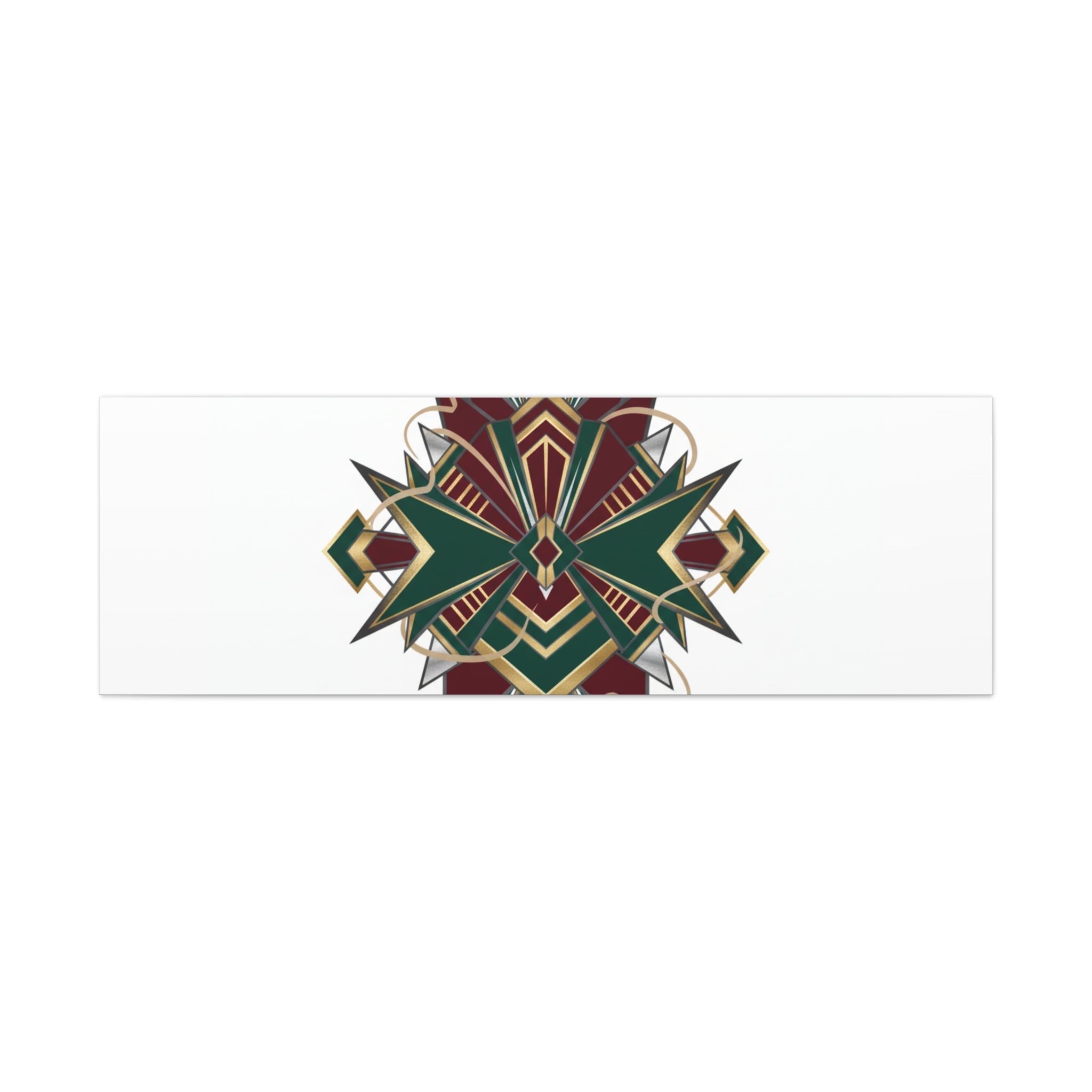 Art Deco geometric brass print Canvas | Neo-Deco chrome & gold fan motif