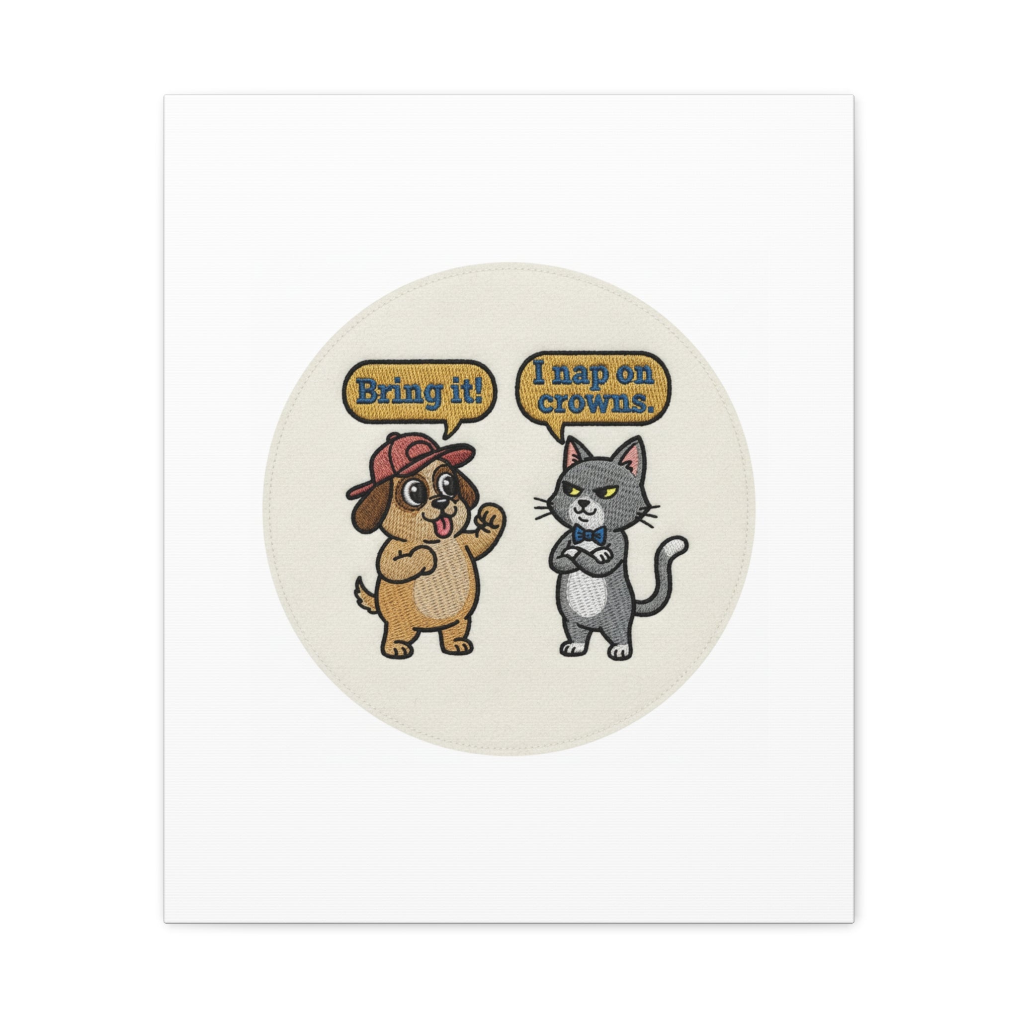 Funny Cat vs Dog Canvas | Pet Rivalry Wall Art