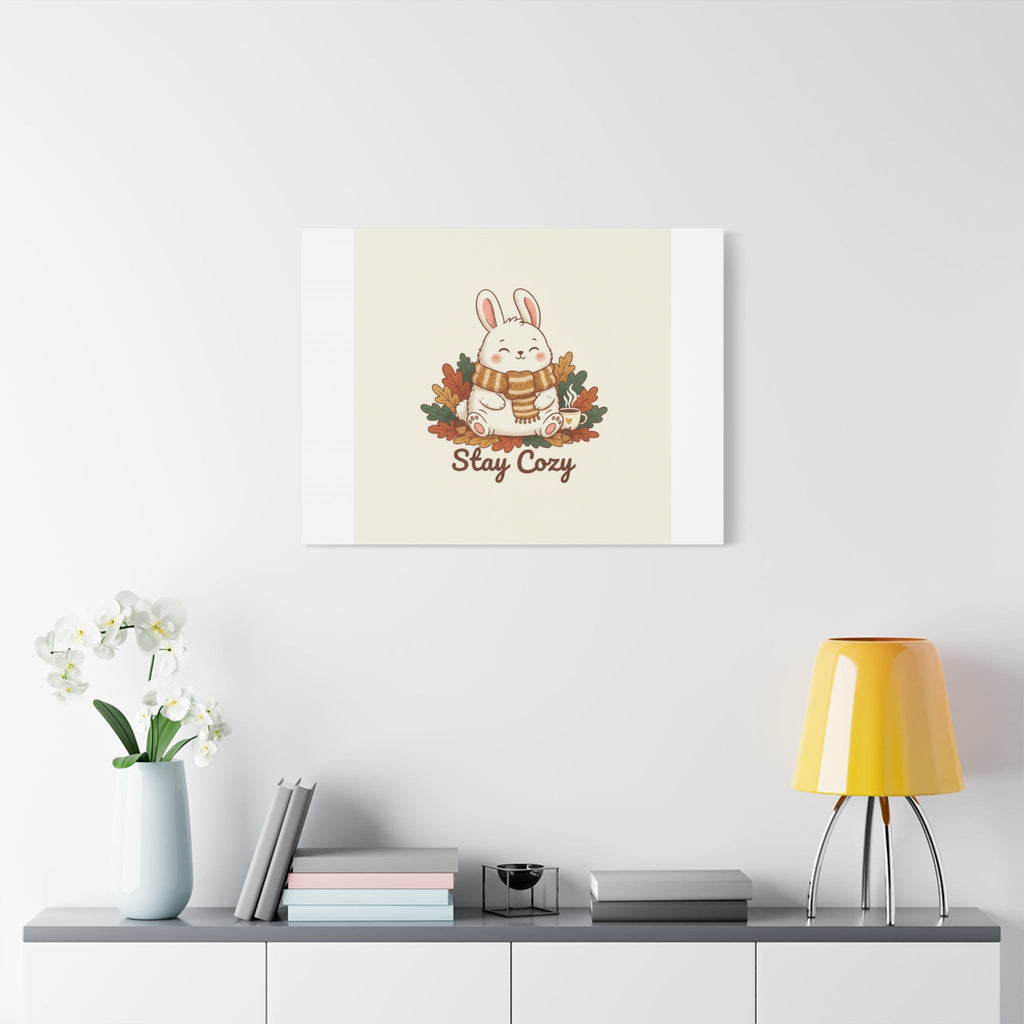 Cozy Bunny Illustration Canvas | Cute Critter Winter Forest Art