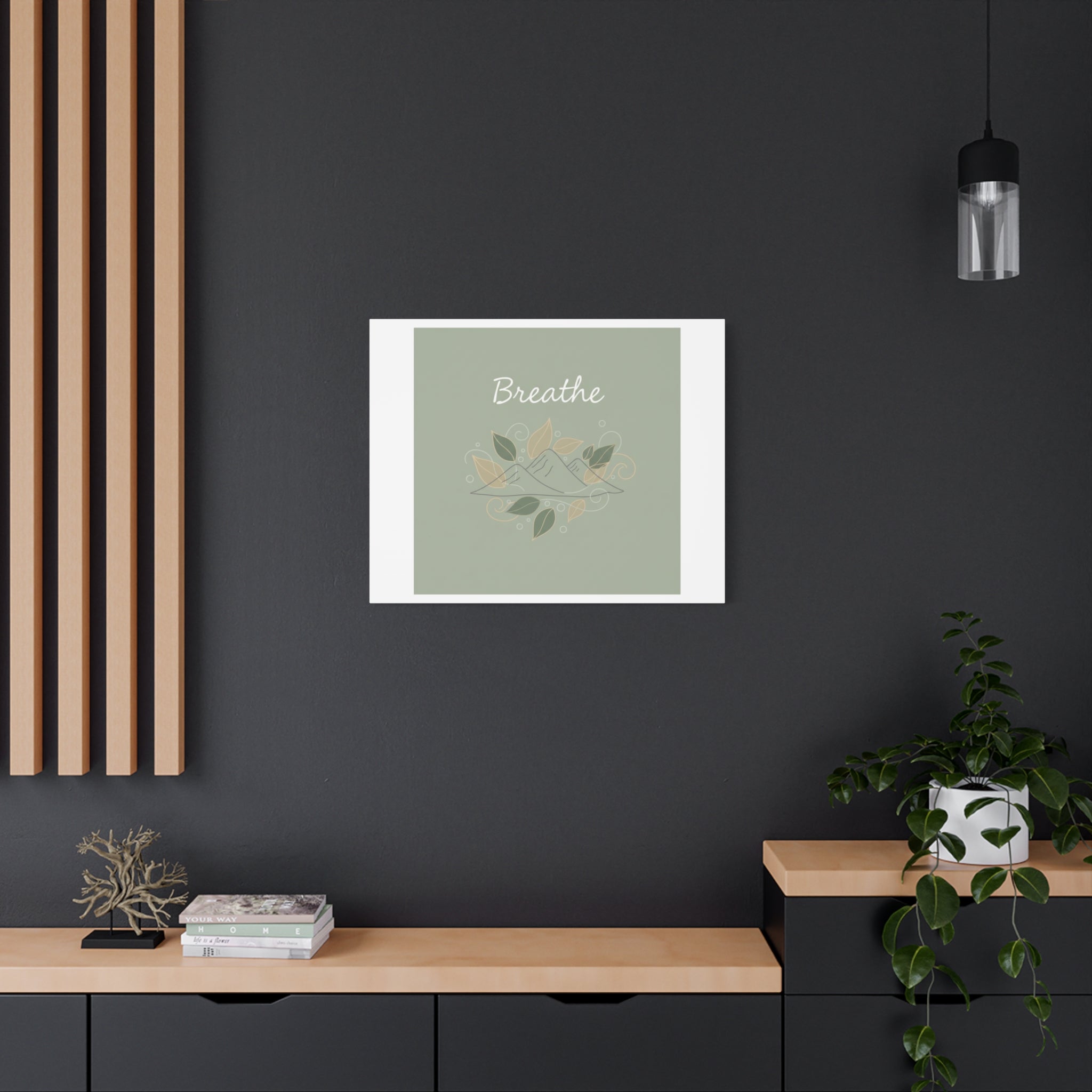 Breathe Mountain Line Canvas | Nature Symbols, Minimal Forest Wall Art