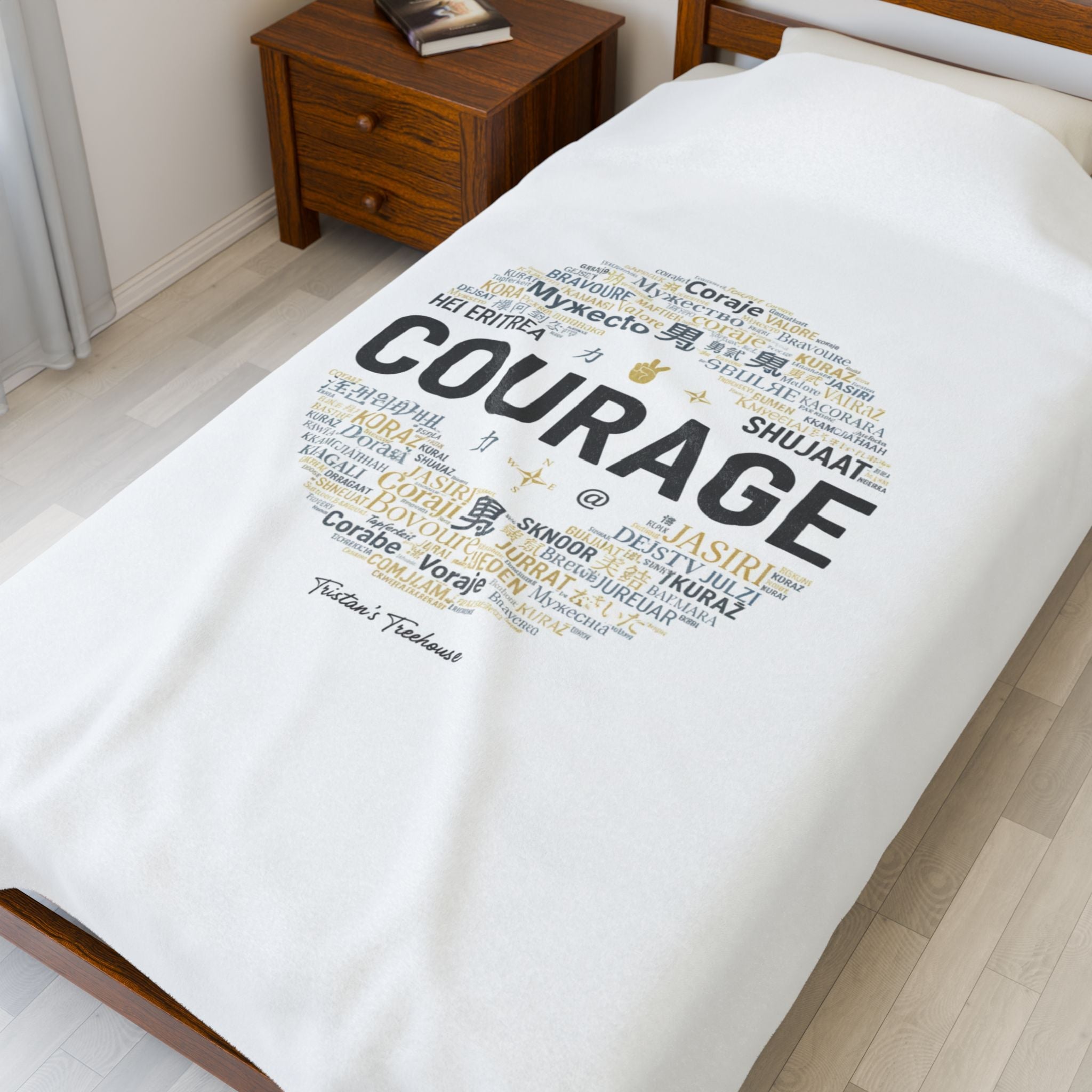 Courage word circle Velveteen Blanket | Fresh-Start minimal blank slate design