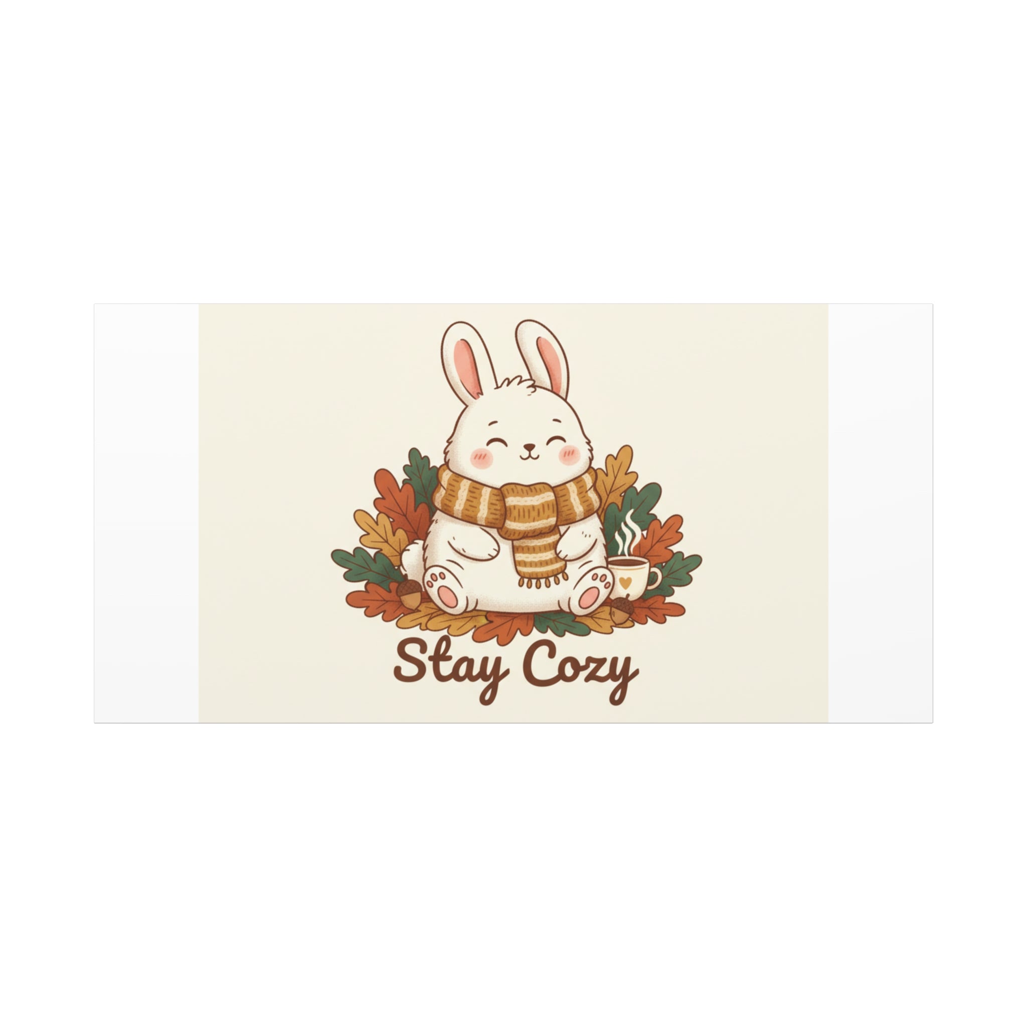 Cozy Bunny Illustration Canvas | Cute Critter Winter Forest Art