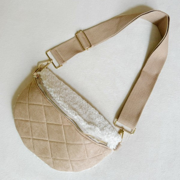 Fuzzy & Quilted Luxe Sling Bag – Cozy Everyday Crossbody