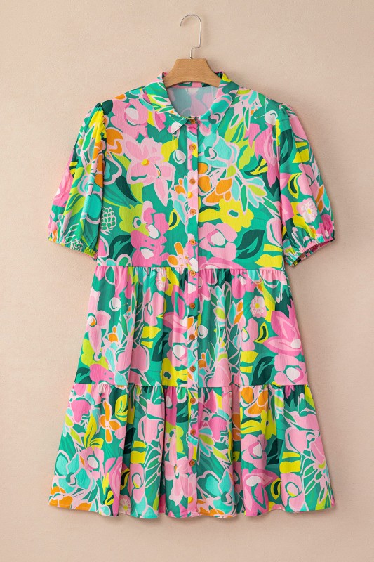 Brynleigh Floral Puff Sleeve Babydoll Dress