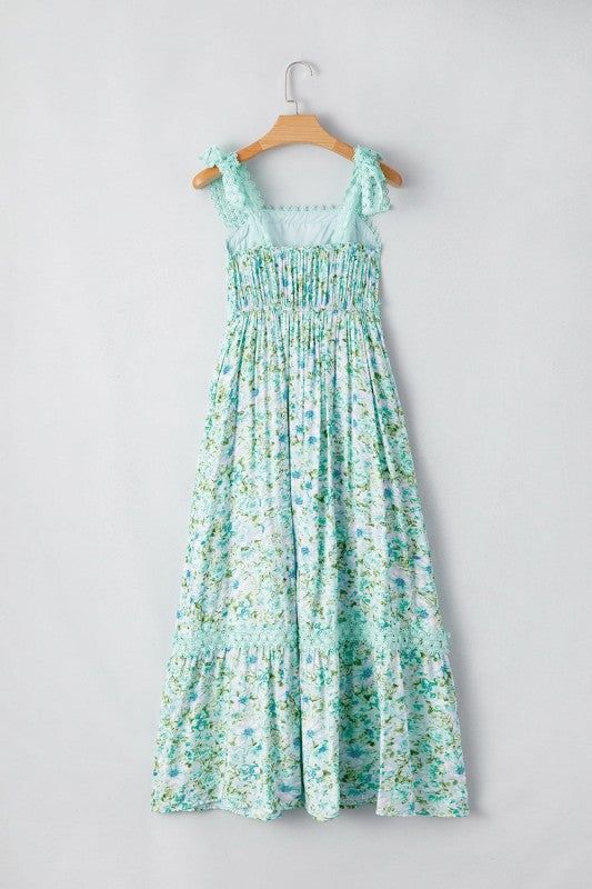 Ashlyn Floral Lace Tied Strap Empire Waist Maxi Dr