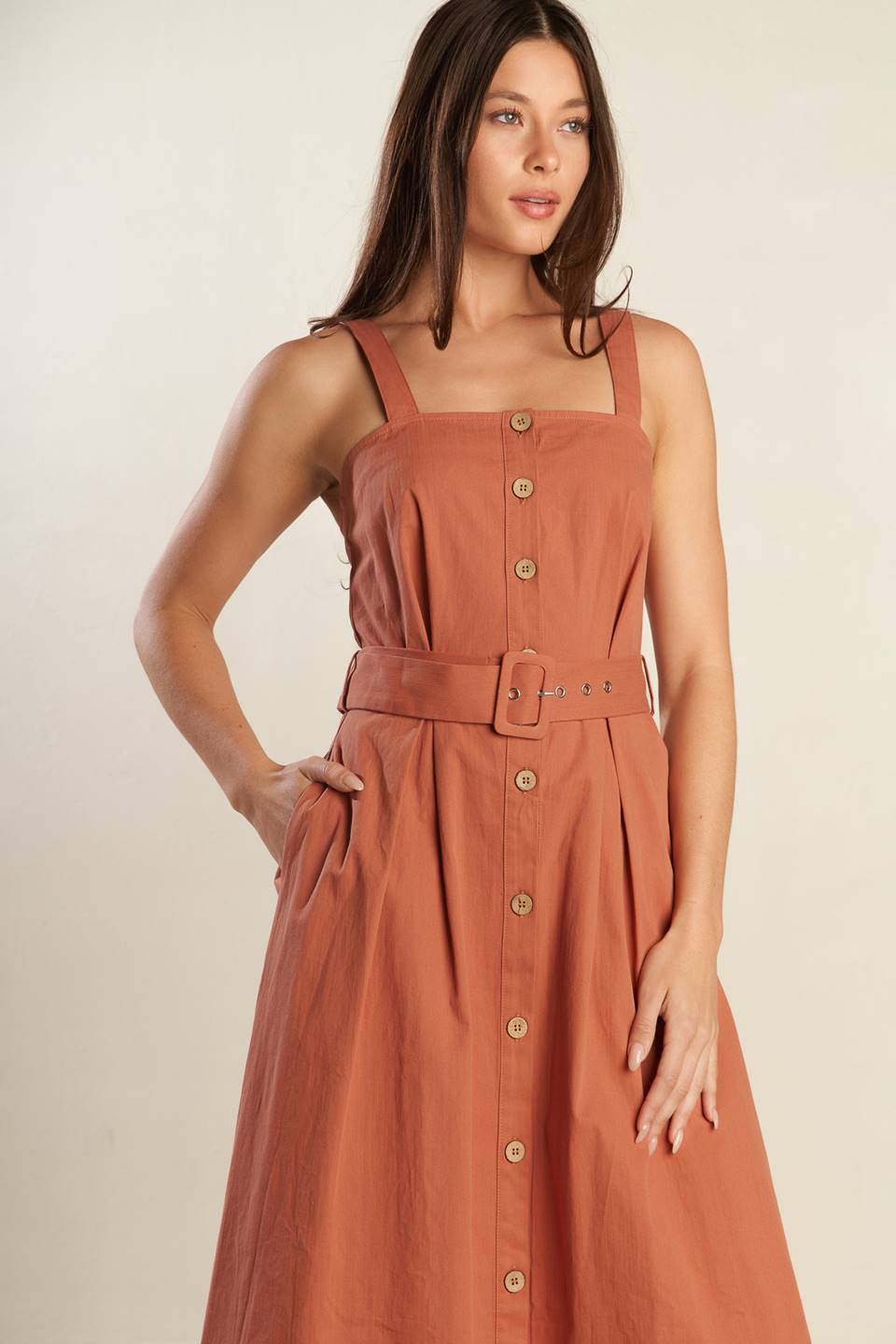 CALIFORNIA DREAMING WOVEN MIDI DRESS