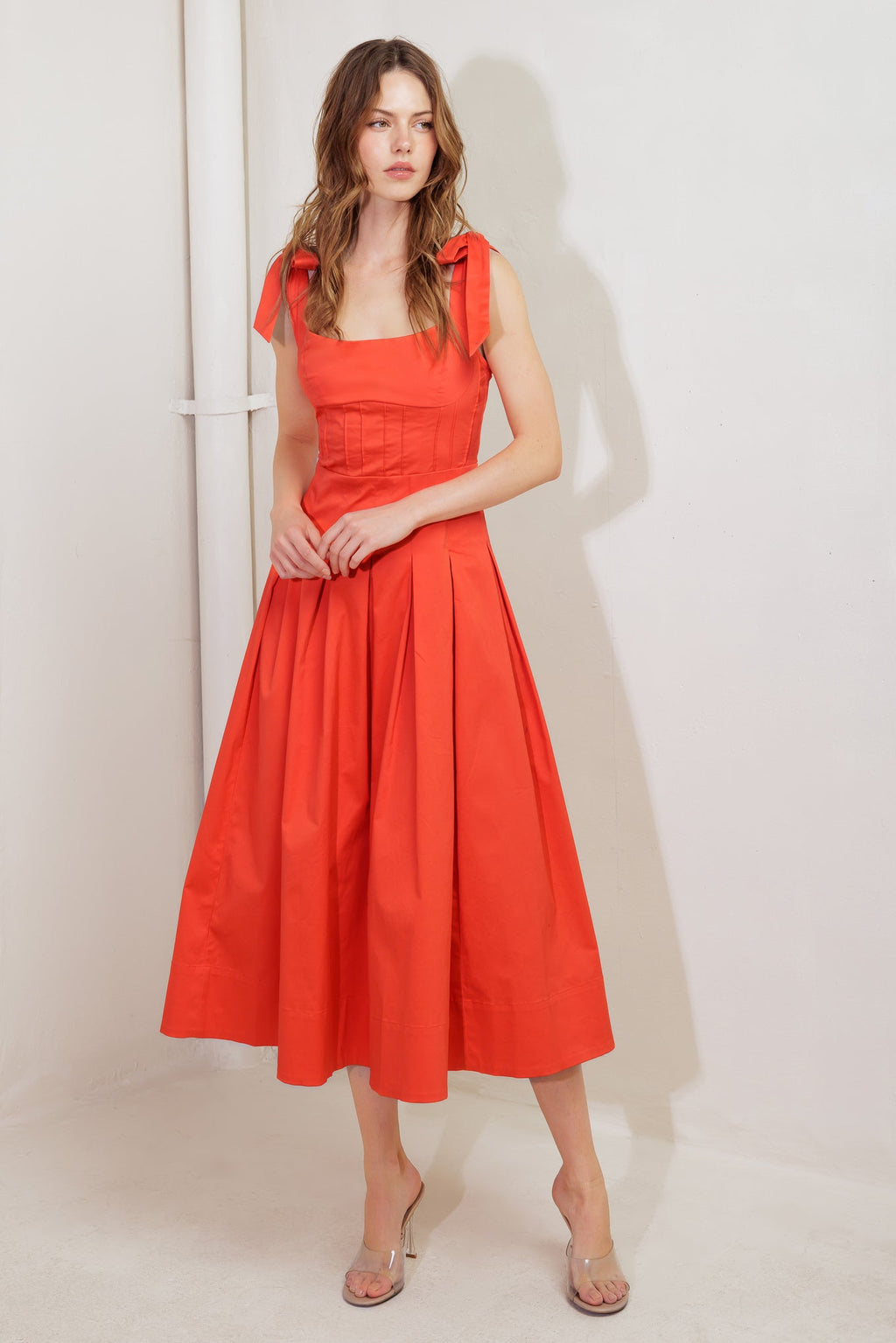 GENTLE SHADE WOVEN MIDI DRESS