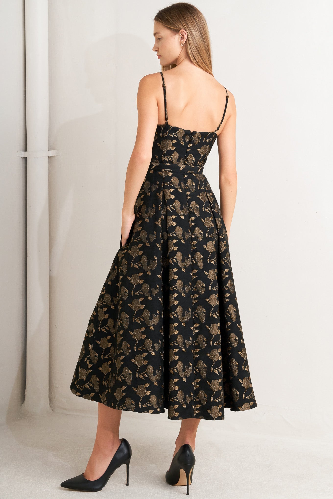 GARDEN OPERA WOVEN MIDI DRESS