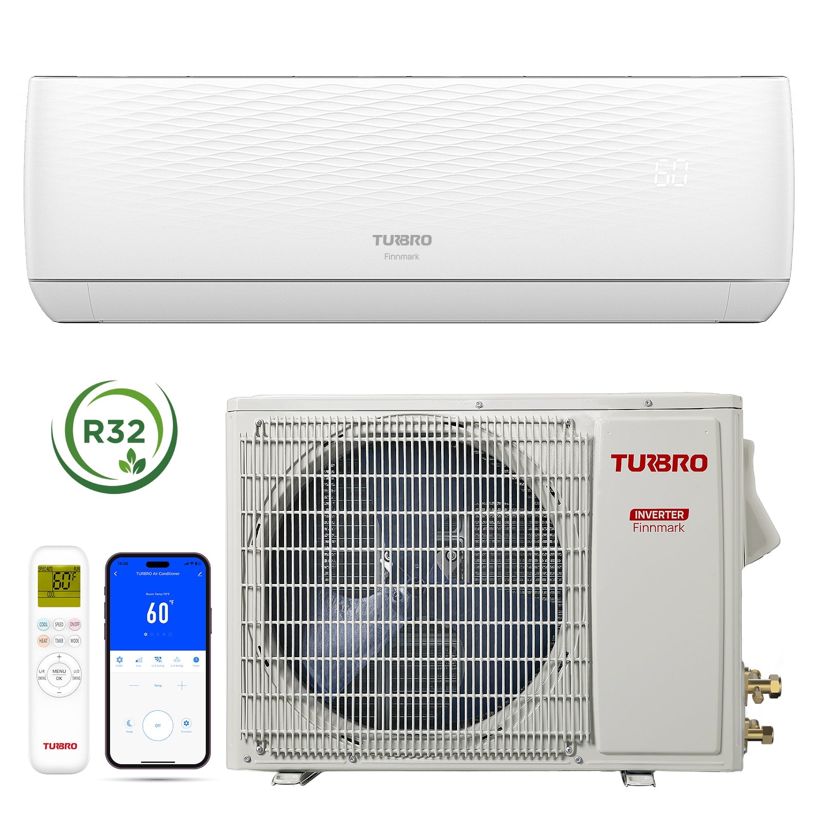 (Open Box) Finnmark Single Zone WiFi Mini Split AC with Heat Pump (R32 Refrigerant)