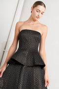 EVENING SCULPT METALLIC THREADED WOVEN TOP
