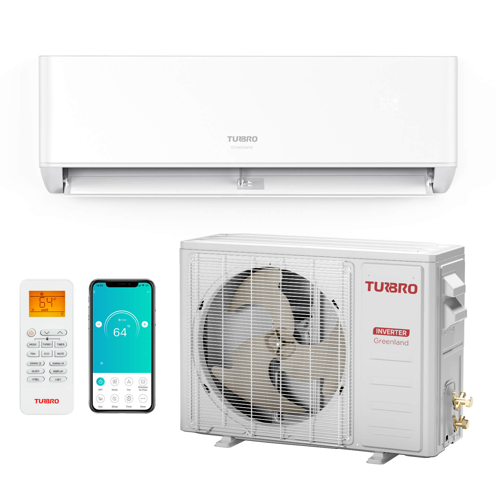 (Open Box) Greenland Single Zone WiFi Mini Split AC with Heat Pump (R454B)