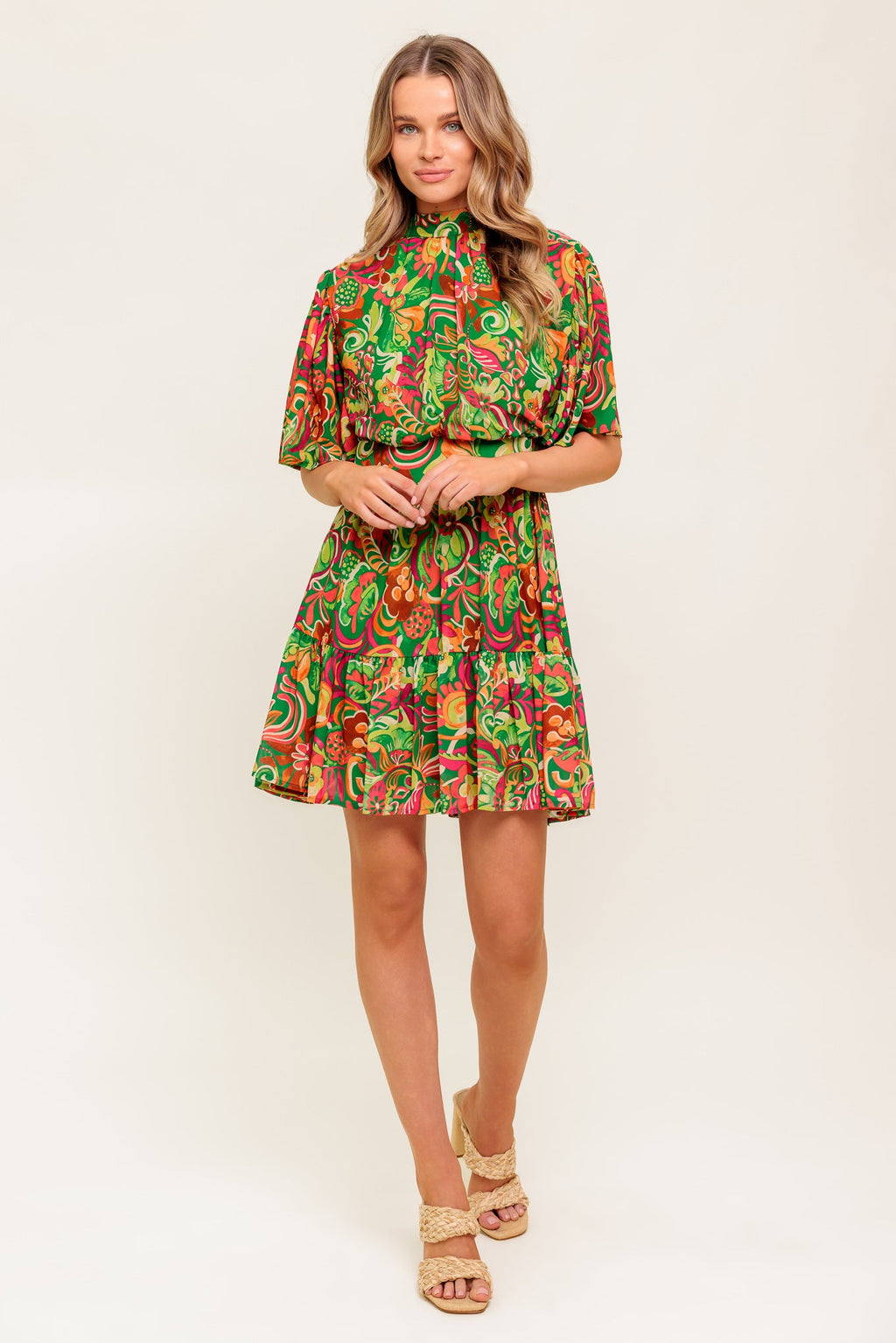 CLEAN AESTHETIC WOVEN MINI DRESS