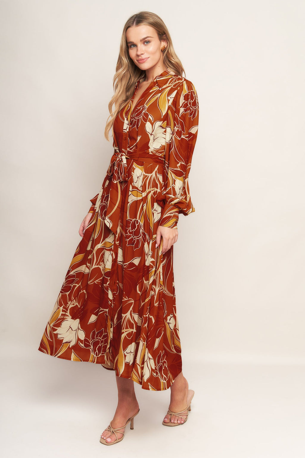BLOOMING RADIANCE WOVEN MIDI DRESS