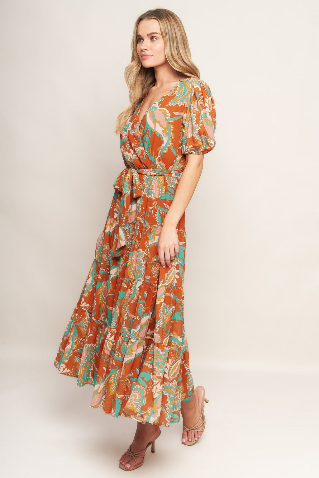 CAN'T LIVE WITHOUT RUST WOVEN MIDI DRESS