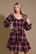 BE WITH YOU WOVEN PLAID MINI DRESS
